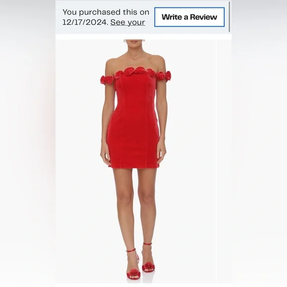 Avec Les Filles Rosette Off the Shoulder Mini Dress 8 - Picture 5 of 6